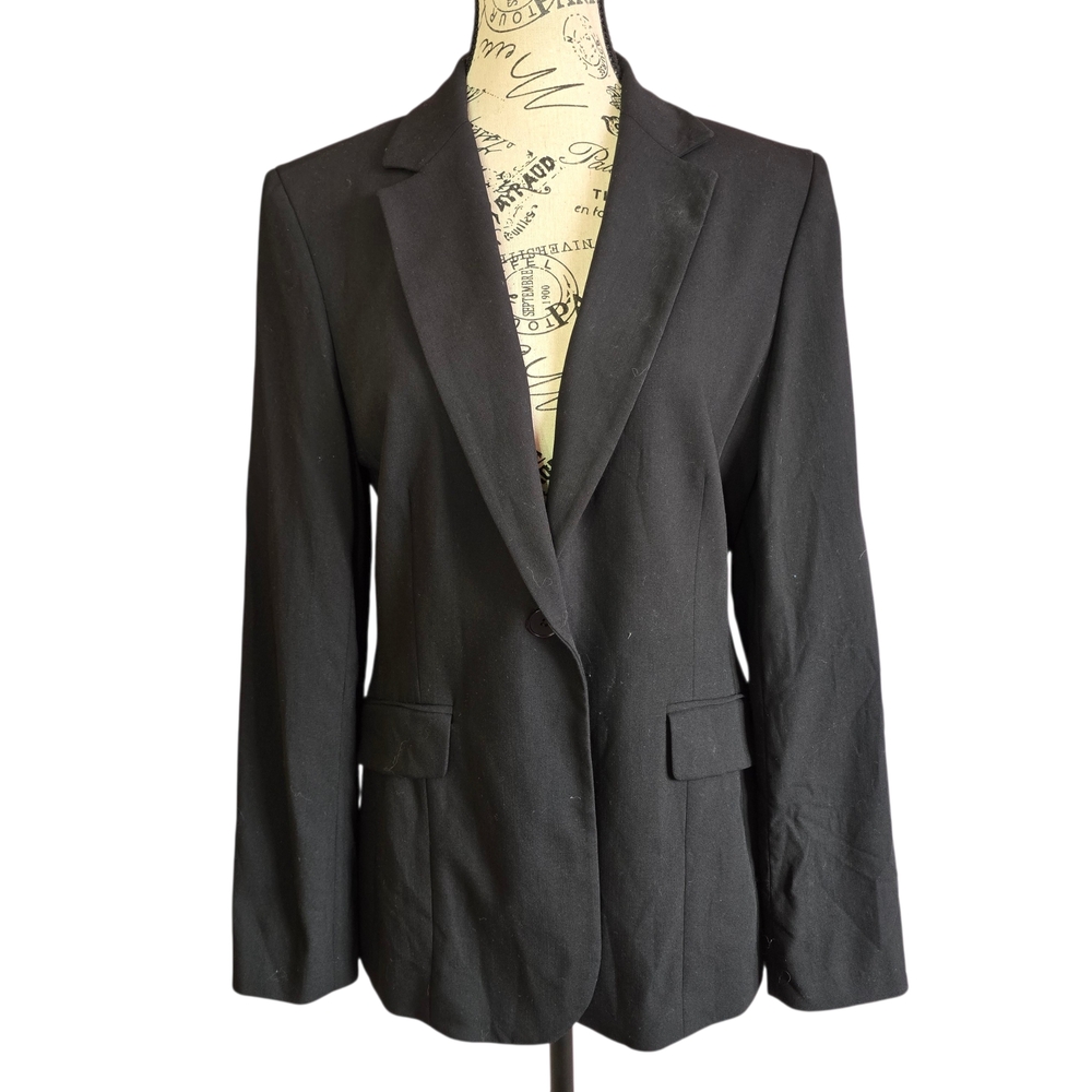Ann Taylor Black Wool Single-Button Tailored Blaz… - image 1